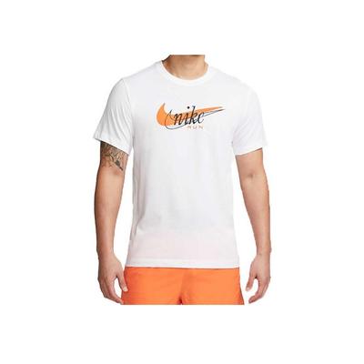 Camiseta Casual de Manga Curta com Gola Redonda e Estampa de Logotipo para Homens Top Branco FD0125-100