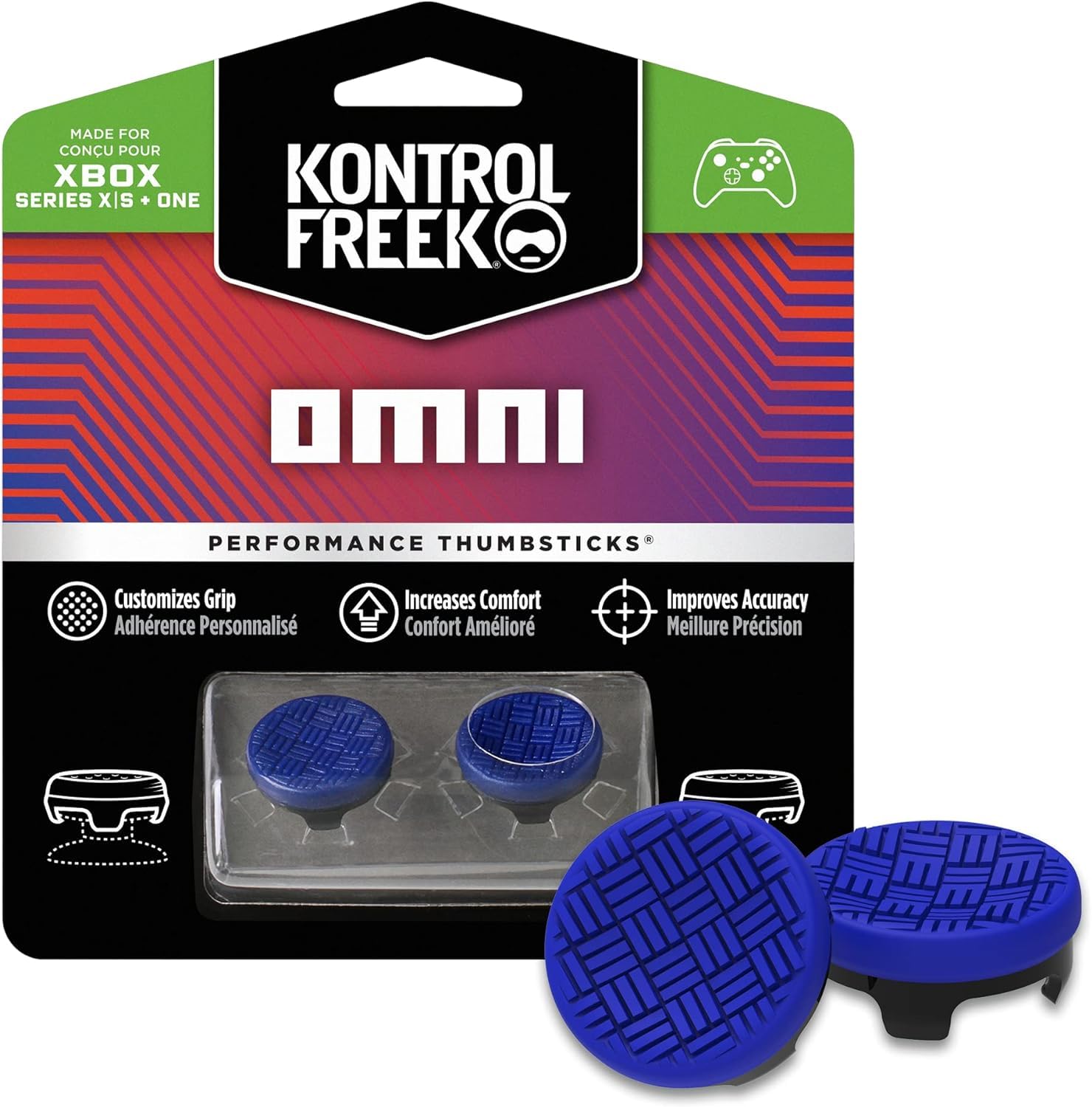 

KontrolFreek Omni Performance Накладка на стік для контролера Xbox Покращена точність прицілювання Низький профіль Увігнута x 2 Синя One/Series X,S 8700-XBX синій