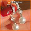 Huitan Simple Versatile Style Women Imitation Pearl Drop Earrings Inlaid Shining CZ Trendy Wedding Accessories Jewelry for Party