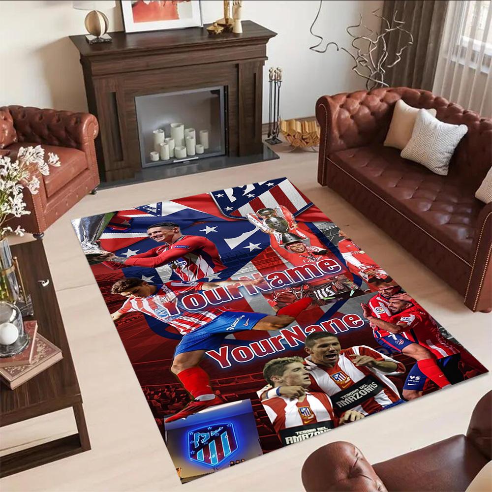 Atletico Madrid Customize Your Name Floor Rug Office Rug Perfect for Kitchen Foyer Living Rooms Study Room Antislip Carpet Anime Office Decor