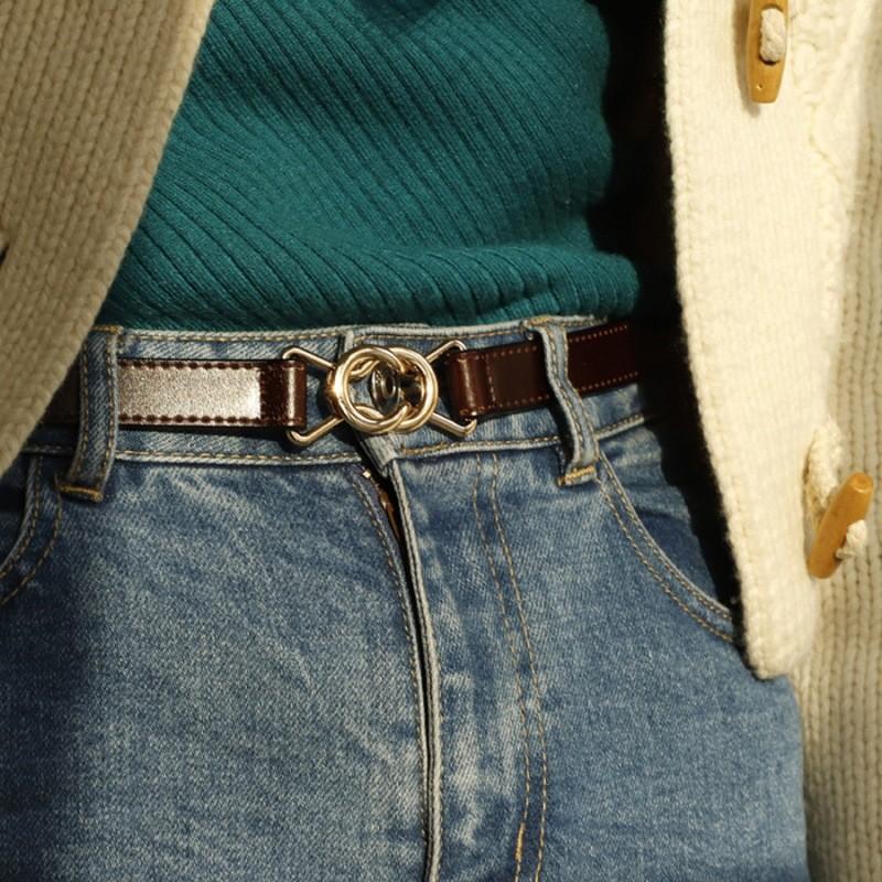 Stylish Summer Women's Waist Belt With Chic Double Ring Buckle For Dresses And Suits