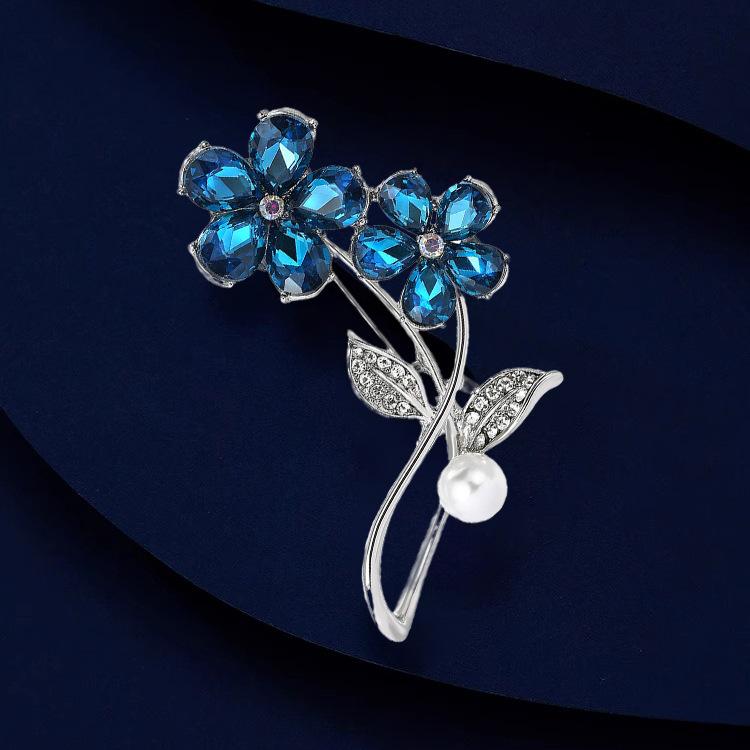 Youshuangxing Brosche High-End Damen Exquisite Imitationskristall Blume Korsage Nische Design Anstecknadel Kleider Accessoires