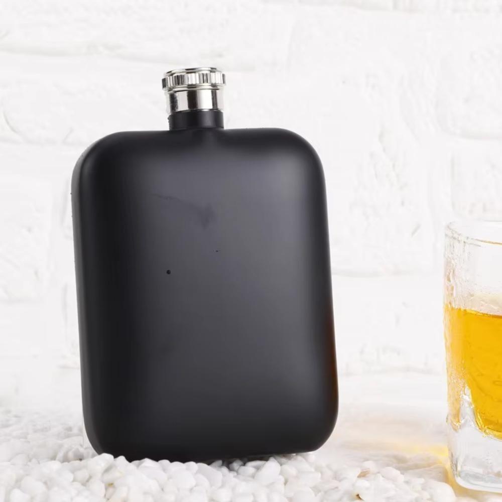 304 Stainless Steel 6oz Wine Flagon with Funnel Unbreakable Pocket Hip Flask Rectangular Fall-resistant Whiskey Pot Camping