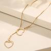 Retro Hollow Heart Pendant Necklace - Simple Y-Shaped Clavicle Chain