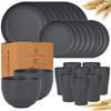 Rice Husk Disposable Tableware Set - Food Grade, High Temperature Resistant Bowls, Plates, and Chopsticks.