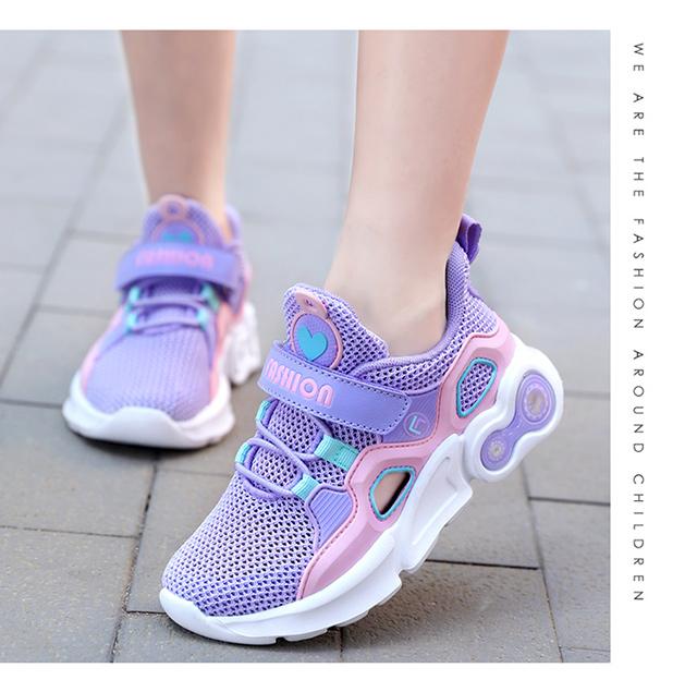Girls Single Net Casual Shoes Hollow Sports Shoes Newestkid'S Lightweight Shoe Children'S Breathable Outdoor Running Shoes