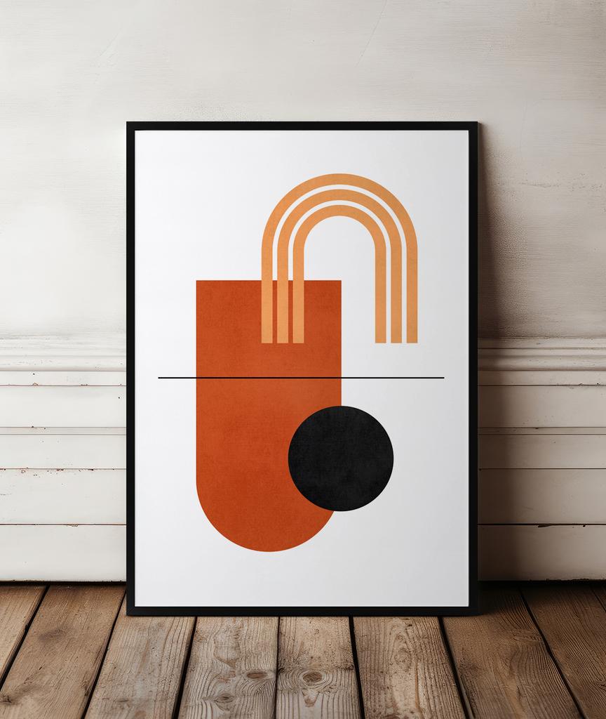 Boho Style Geometry Poster In Black Frame