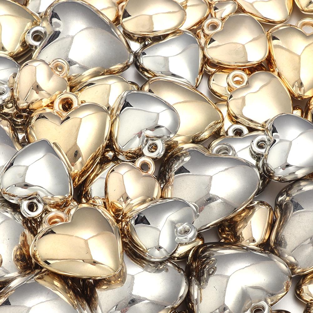 20pcs/lot Multisize Heart Shape CCB Pendants Jewelry Making Charms For DIY Fashion Women Earrings Necklace Accessories Wholesale