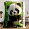 Adorable Cartoon Panda with Bamboo Design Flannel Blanket for Bedroom, Living Room, Sofa, and Nap Sofas