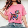 Rainbow Line Art Dog Doodle Graphic T-shirt Cotton Cute Casual Gift for Pet Lovers