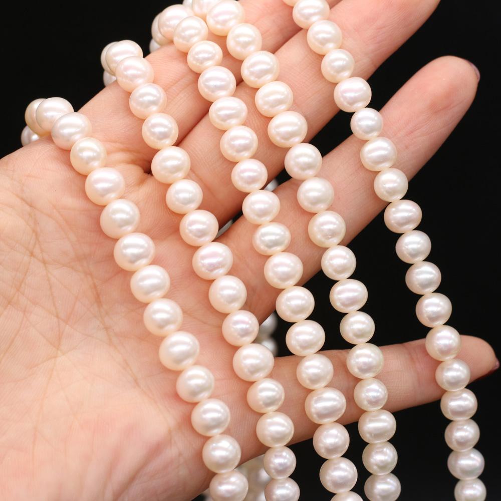 1String, White Natural Potato-shaped Pearls Beads, 7-8mm, for DIY Necklaces Bracelets Accessories, Jewelry Making, Birthday, Wedding, Party Gifts 36cm
