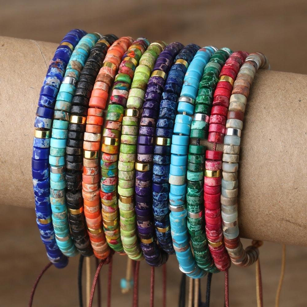 Women's Bracelet Beads Natural Stone Turquoise 2 X 4 Mm Adjustable
