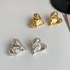 Fashion Textured Heart Earrings Irregular Crinkled Design Stud Earrings Jewelry For Women Party And Daily Outfit Matching