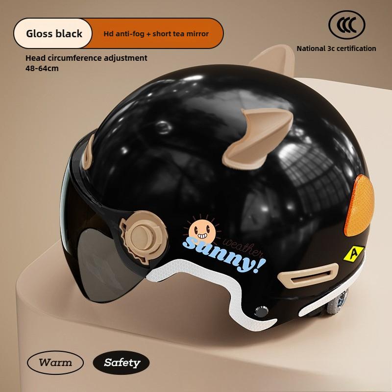 Motorcycle Electric Car Helmet, Ear Protectors, Universal In All Seasons, Battery Car Safety Helmet, Half Helmet