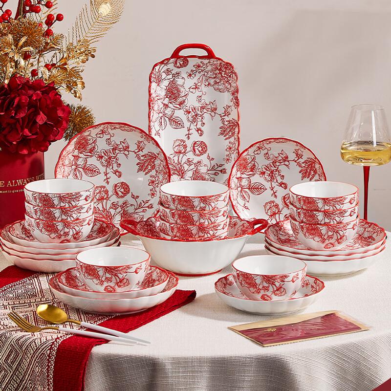 Rose Queen 51-Piece Nordic Ceramic Dinnerware Set