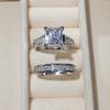 Latest Finger Ring Set Jewelry Big Square Zircon Stone Cubic Zircon Stone Engagement Wedding Occasion Gathering Women Wedding Occasion Finger