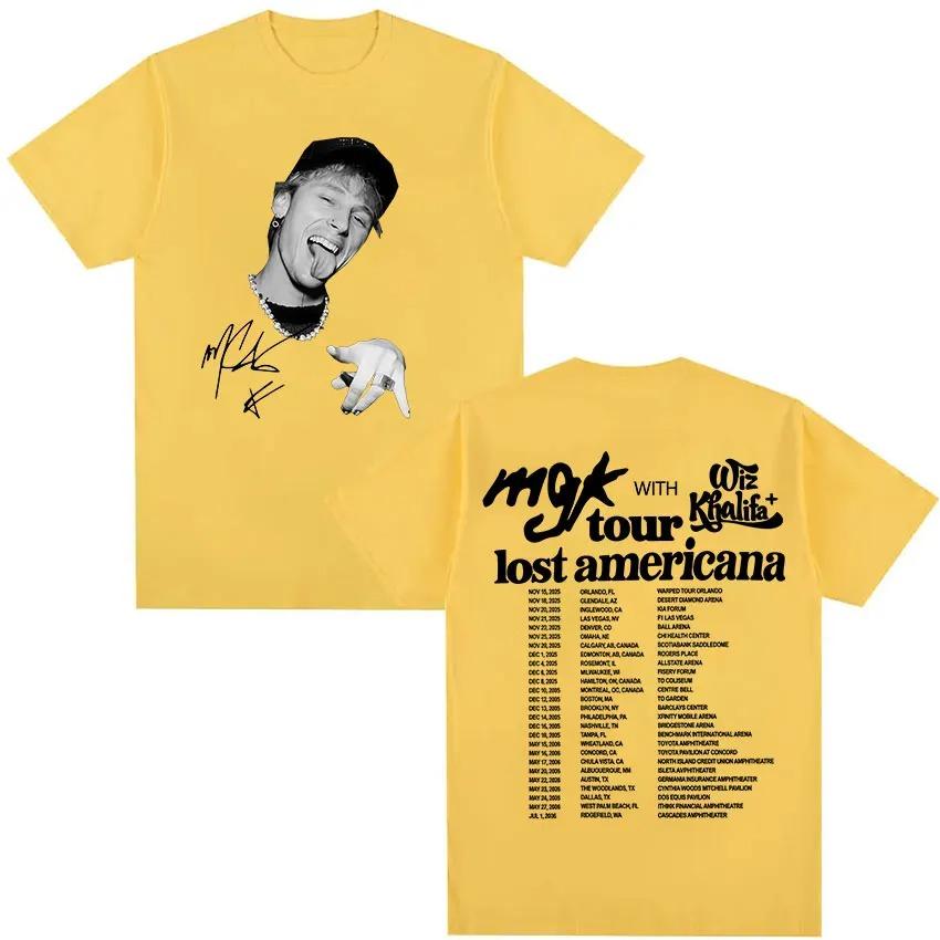 

Rapper Machine Gun Kelly MGK Lost Americana 2026 Tour TShirt Mens HipHop Punk Fashion Cotton Short Sleeve TShirt Streetwear 4XL