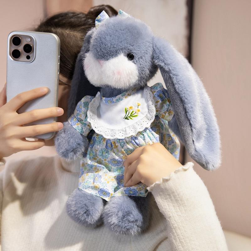 35cm Kawaii Floral Rabbit PlushToys Easter Day Toys Dolls Cartoon Bunny Stuffed Dolls Sleeping Companion Dolls