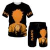Naruto vyrų moteriškas madingas kostiumas trumpomis rankovėmis marškinėliai + šortai, sportiniai kostiumai, 2 dalių rinkinys
