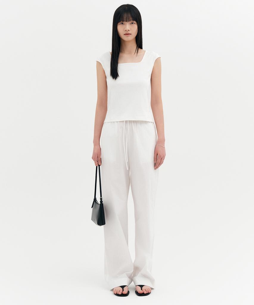 Lugkaeseuteu Ines Cotton Banding Pants_White