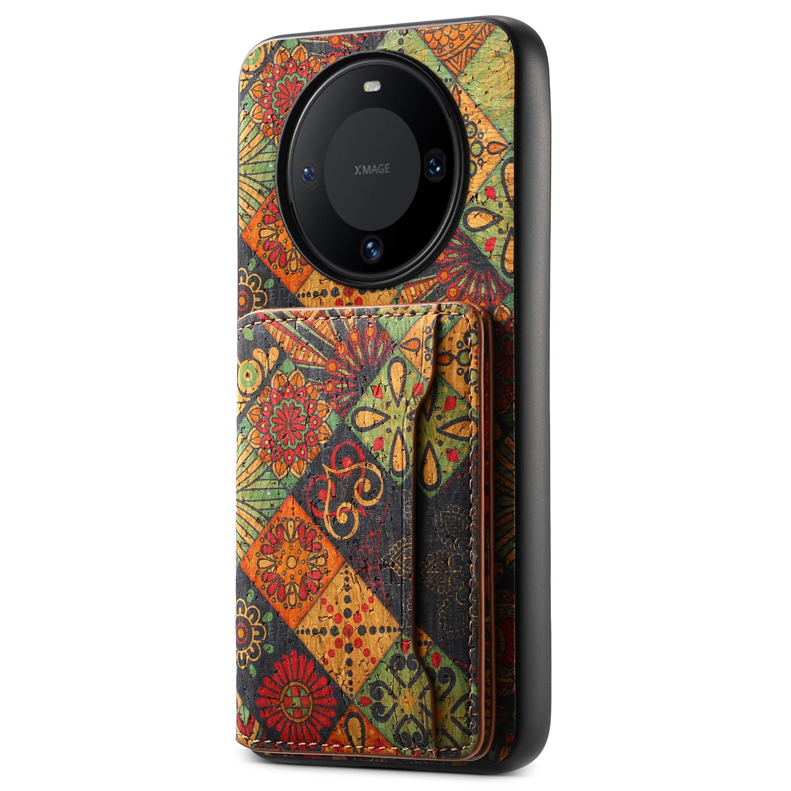 

For Huawei Mate 60 Case Floral Leather Kickstand Phone Cover with Card Holder Autumn/Yellow