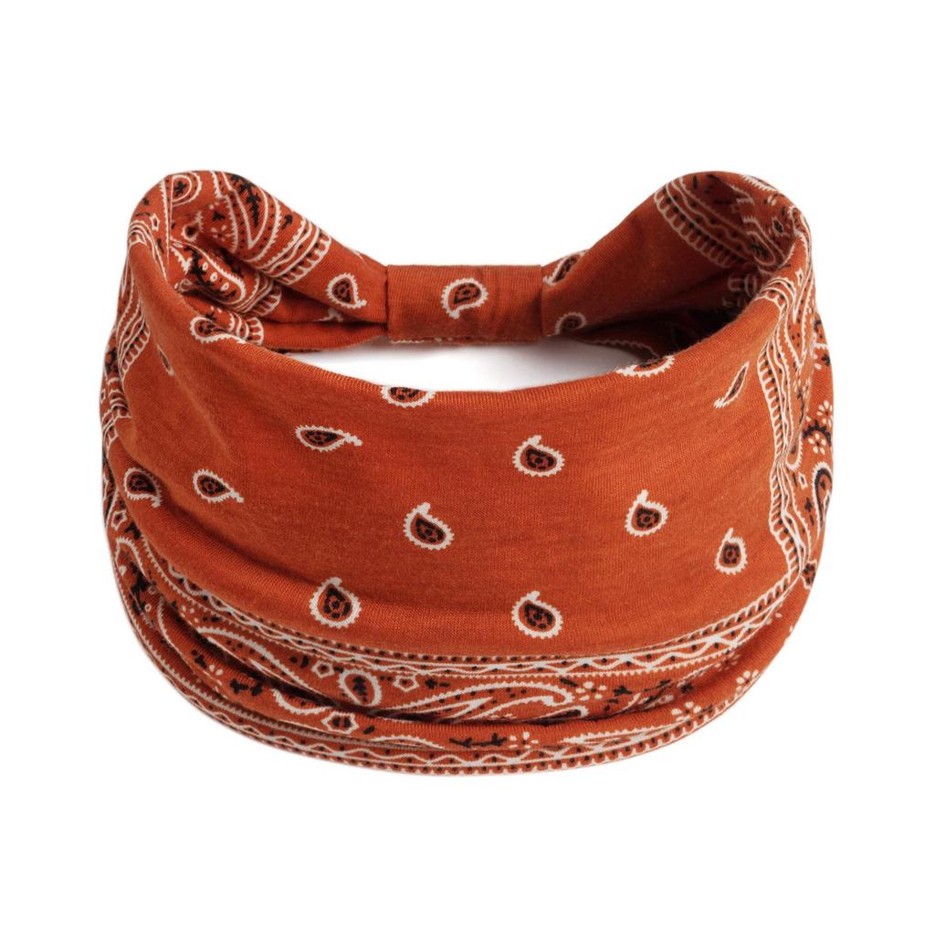 Bandeau large rétro à motif cachemire pour femmes - Bandeau de sport élastique coloré pour yoga