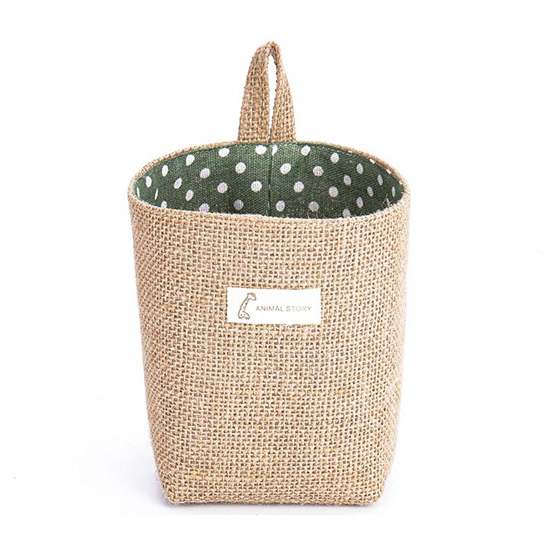 1pcs Home Decor Stripe Hanging Pocket Small Sack Sundries Organizer Cosmetic Organiser Cotton Linen Storage Bag Storage Baskets