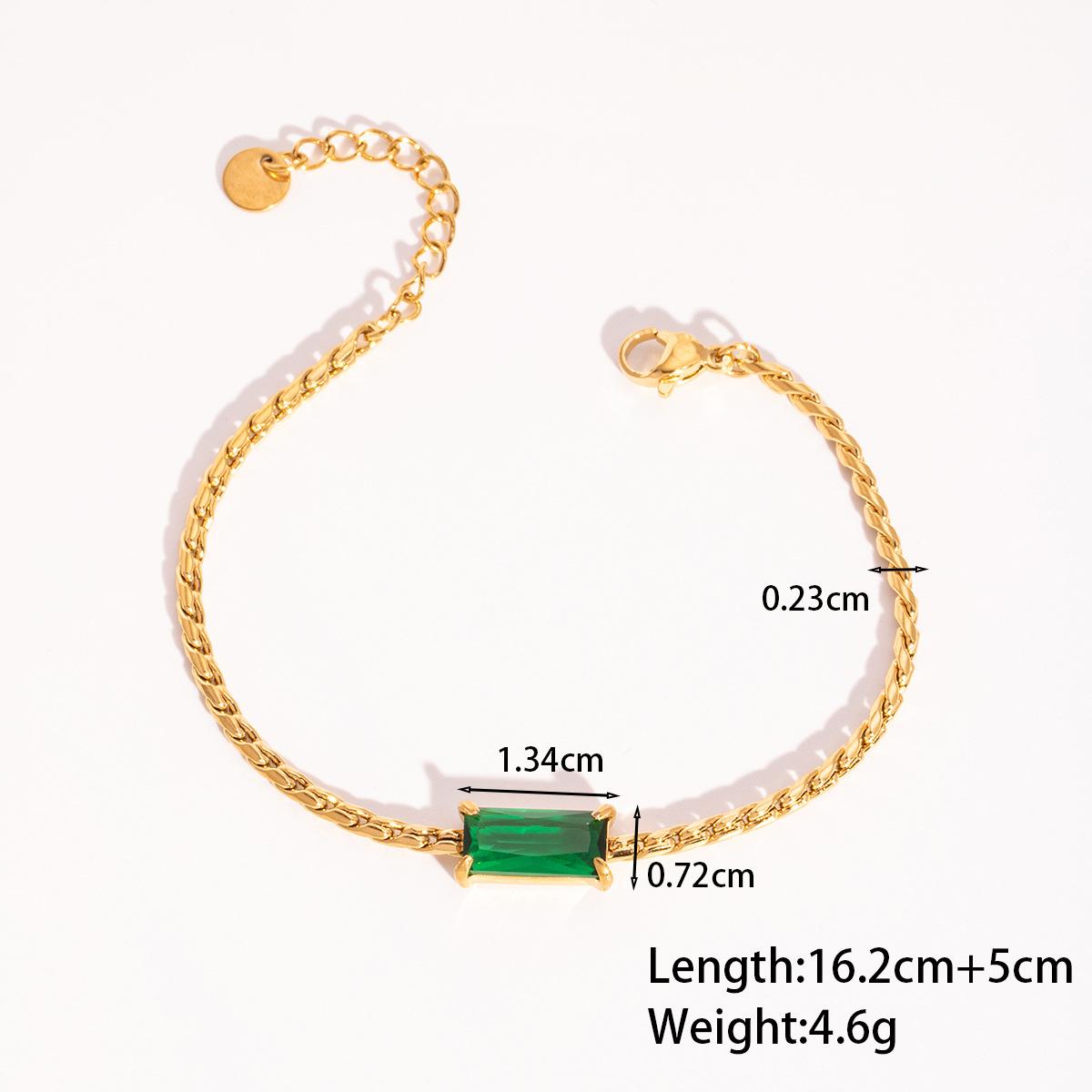 

2025 New Stainless Steel Zircon Bracelets For Women Gold Color Green Crystal Color Bracelet
