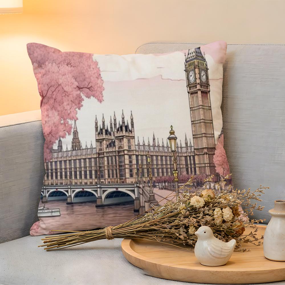 Cushion Cover  Linen  SkinFriendly Soft Decorative Case For Sofa Home Decor Classic France Eiffel Tower Pillow cover