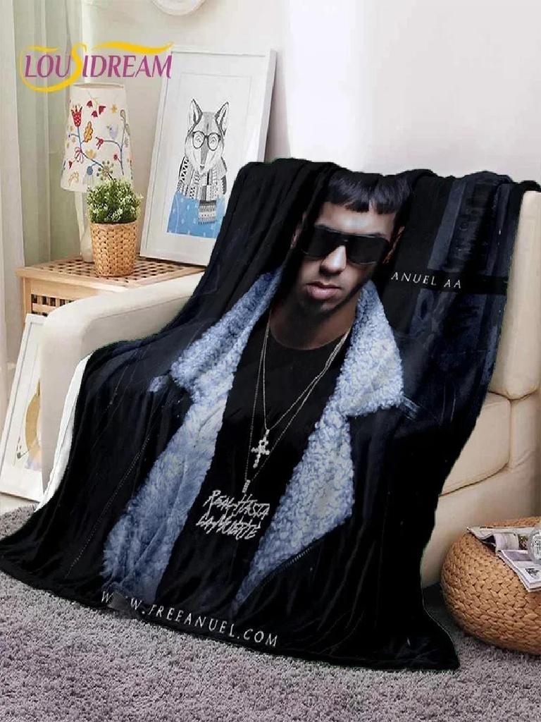 Anuel AA Inspired Hip Hop Throw Blanket Soft Flannel for Bed Sofa Outdoor Leisure Nap Gift