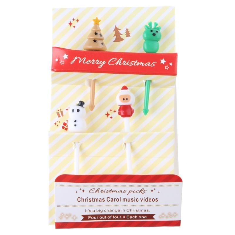 4x Fruit Sign Fork Set for Cake Dessert Pastry Reusable Lunch Box Toothpicks