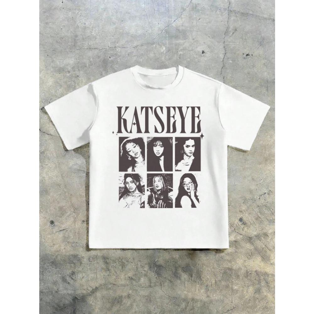 KATSEYE Printed Summer Top, Y2K Retro Style Short Sleeved Top, Children s Girls Clothing, 110