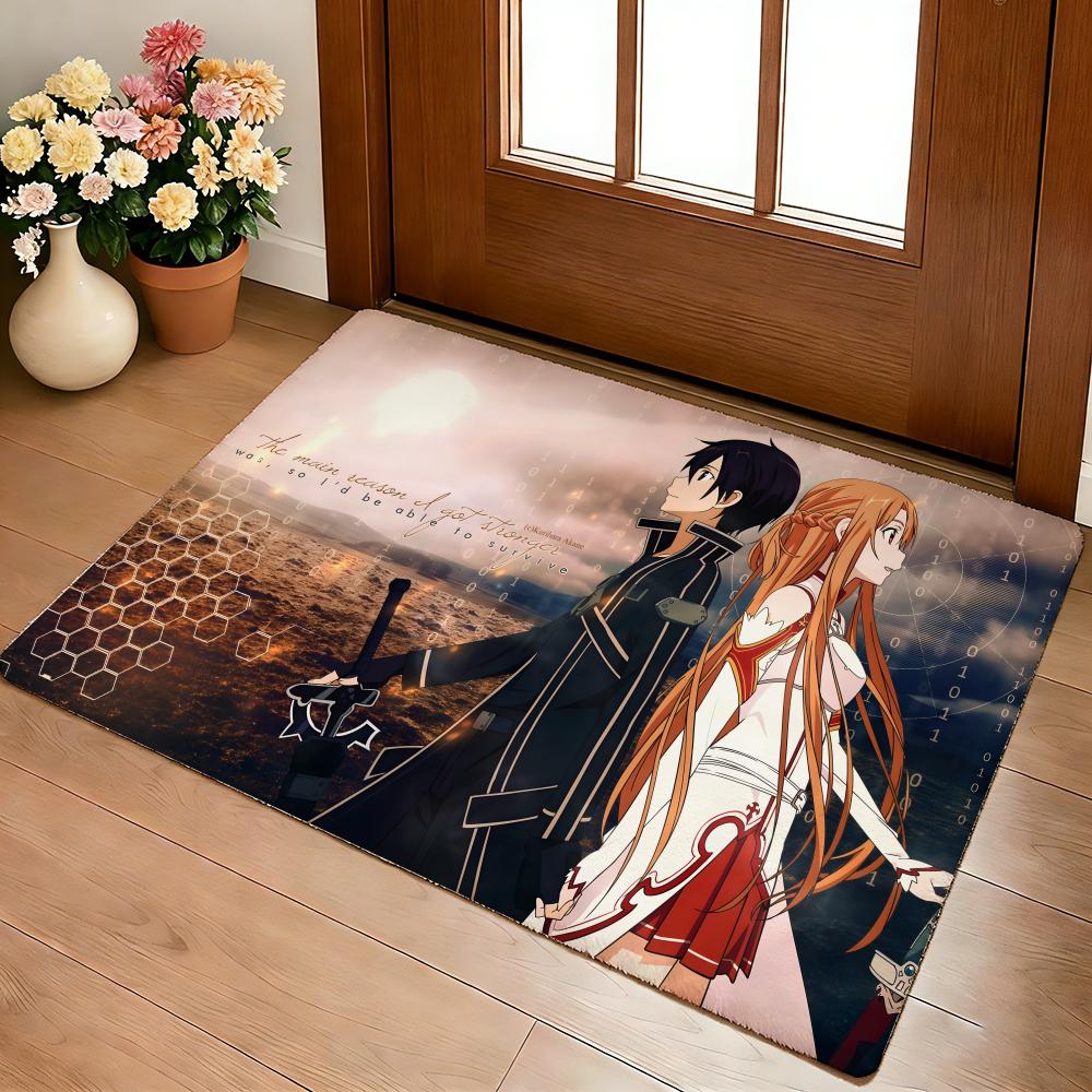 Hot Anime S-Sword Art Online Floor Mat Cozy Flannel Soft Thick Non-Slip Mat For Living Room Bedroom Kitchen Decor Rugs