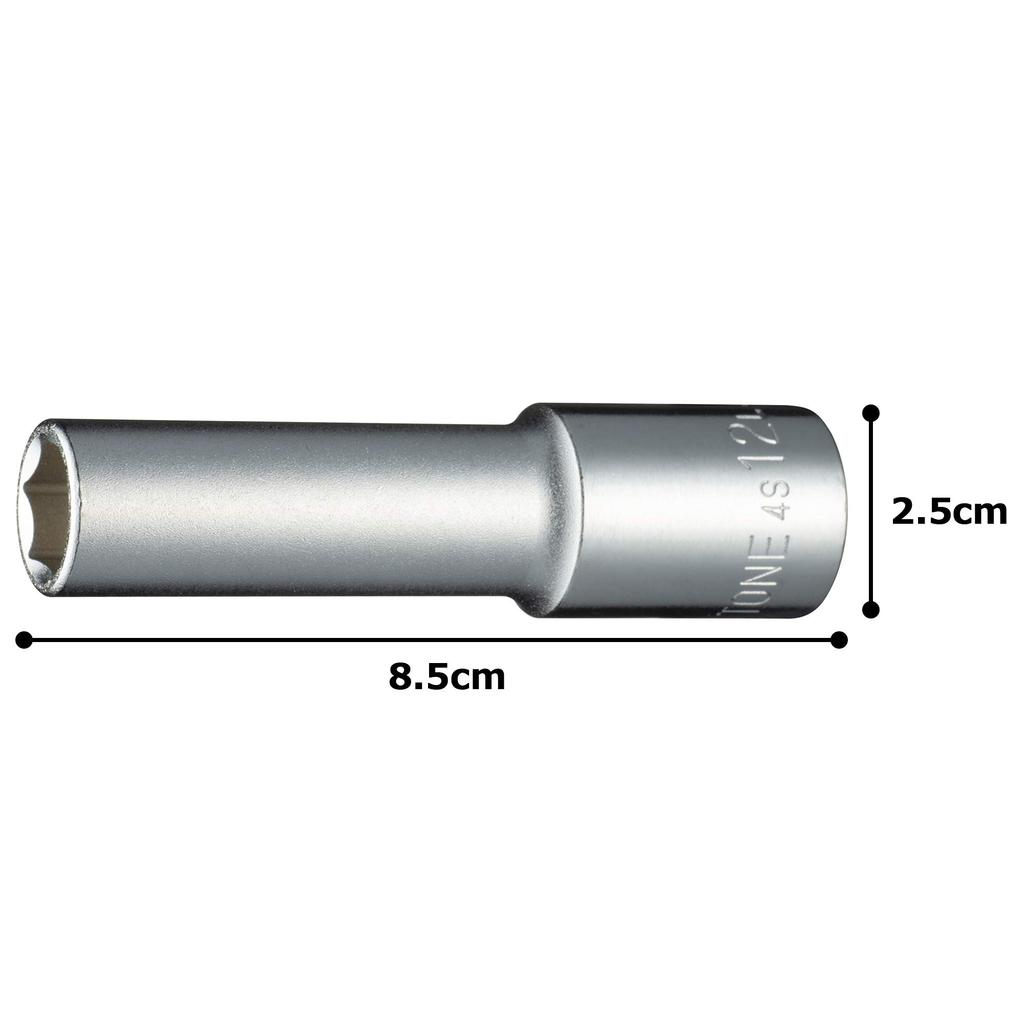 TONE Deep Socket Drive Angle Width Across Flats 12mm (Hexagonal) 4S-12L 12.7mm (1/2")