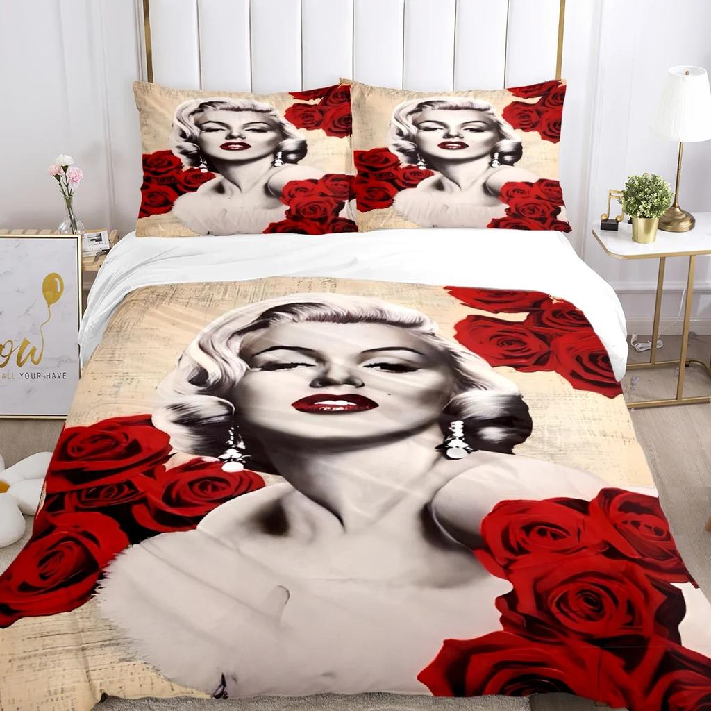 Marilyn Monroe Duvet Cover Soft Bedding Set with Pillowcases for Teens Single Double Queen King Size