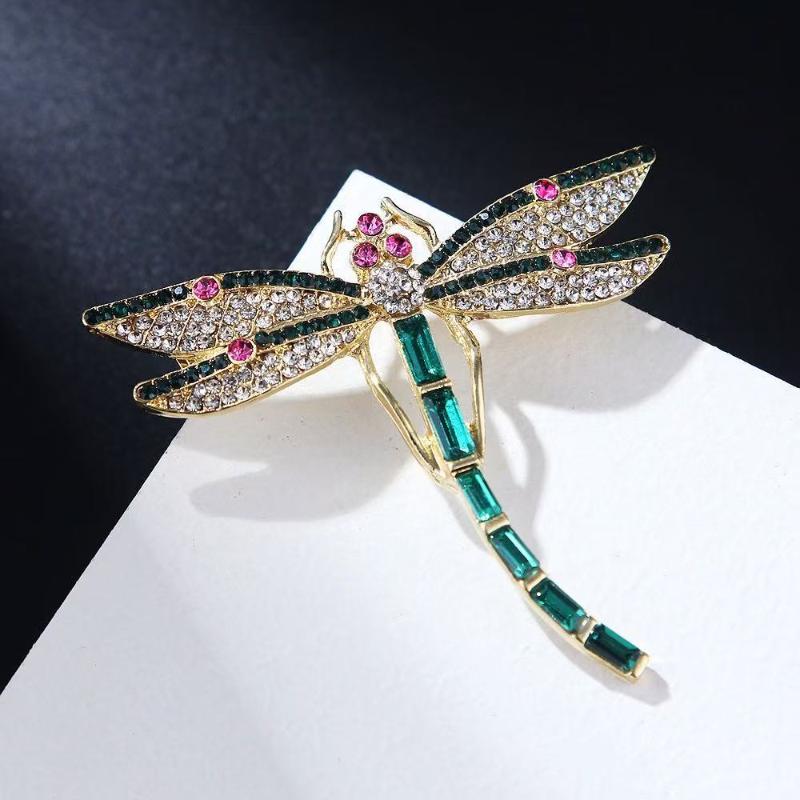 

Fashion Crystal Vintage Dragonfly Brooch Large Insect Brooches For Women Pins Wedding Jewelry Accessories A