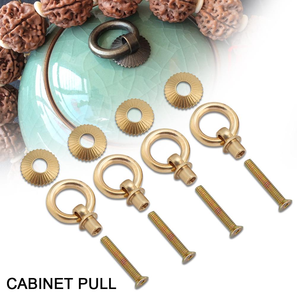 4pcs pack Mini Simple Vintage Pull Rings Cosmetic Case Jewelry Box Attachment Handle