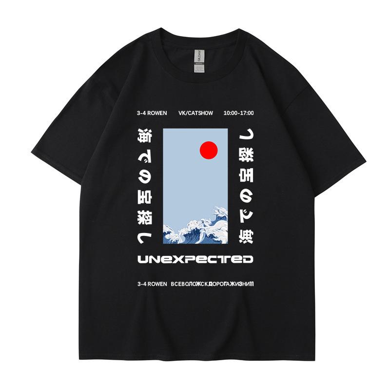 

Summer Ukiyo-e Cotton Loose Fit Round Neck Women s Casual T-shirt XXXL білий