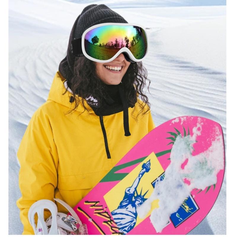 Spherical Ski Goggles Double-Layer Anti-Fog Ski Eyewear for Men and Women, Outdoor Snow Goggles