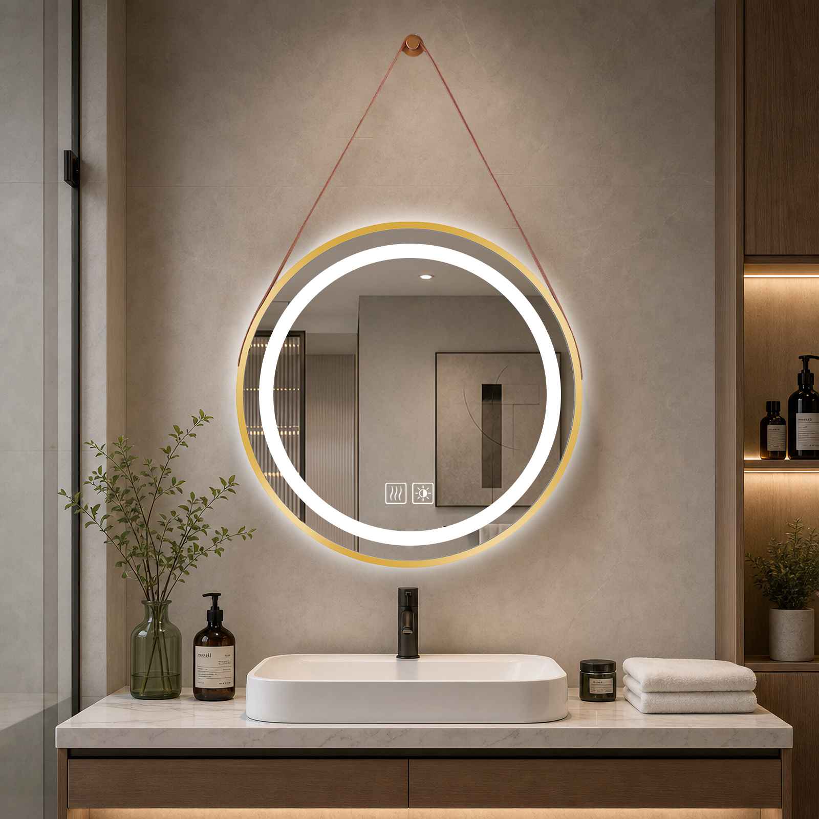 LED Mirror with Gold Frame, 3