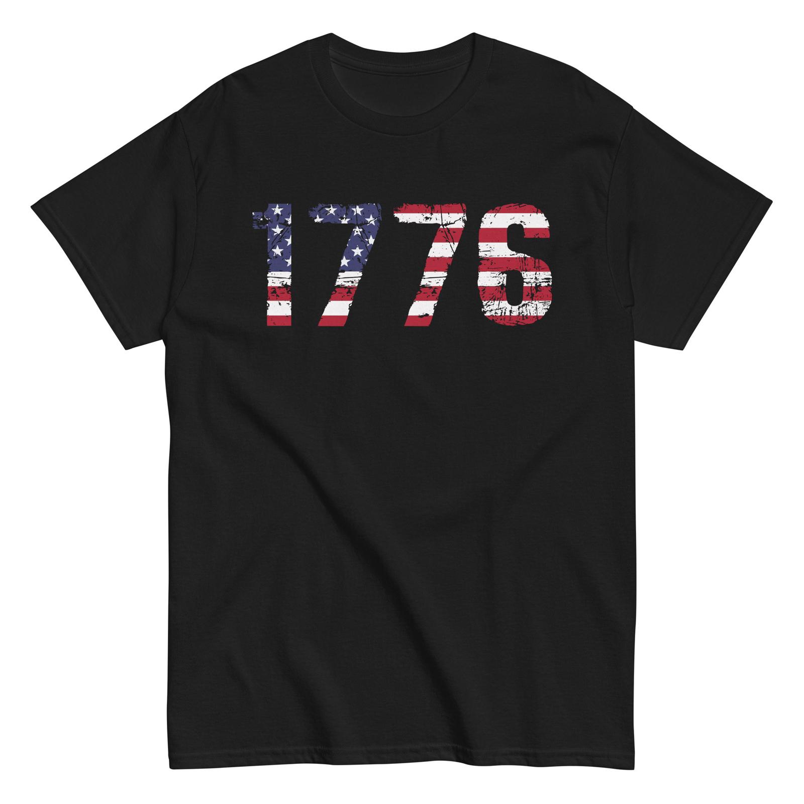 USA 1776 Distressed Men Patriotic T-shirt American Flag XXXXL