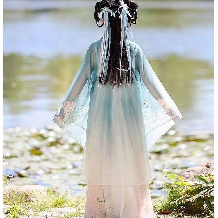 2026 Sommer Hanfu Prinzessinnen Tang-Anzug für Mädchen - Stilvolles Antikes Feen-Design mit großen fließenden Ärmeln