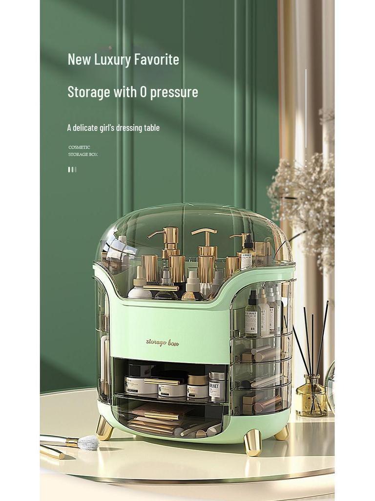 Luxury Multifunctional Makeup Organizer: Dustproof, Large Capacity Cosmetic Storage Box