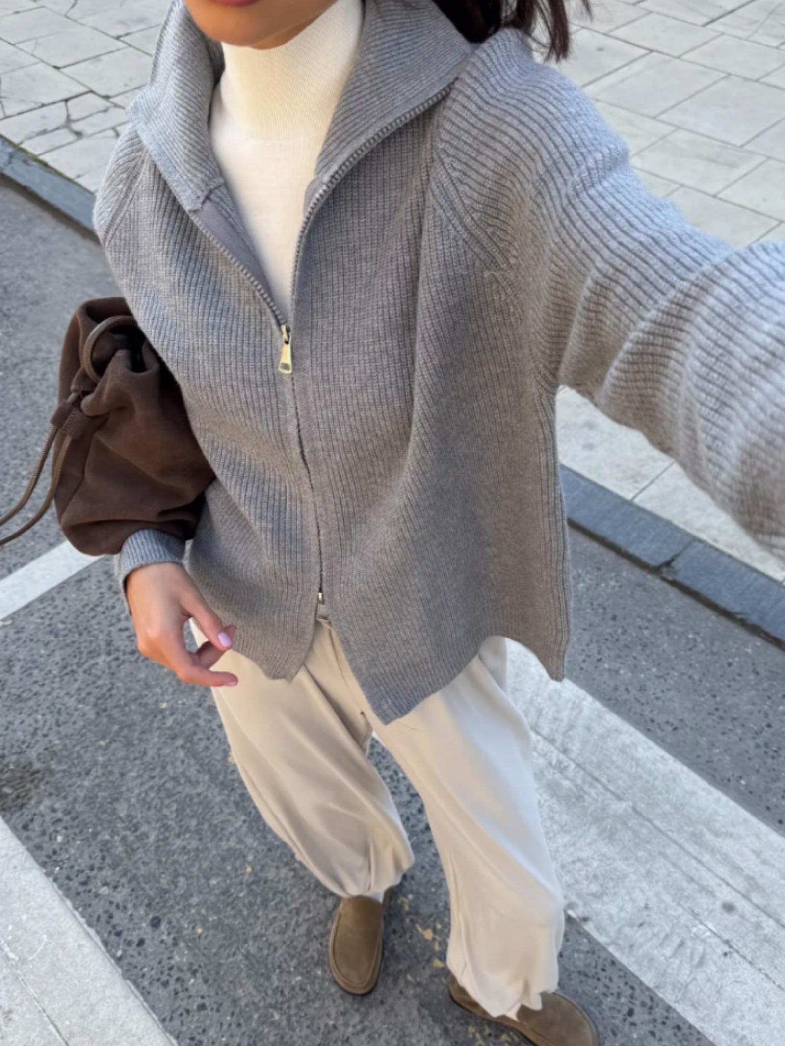 

Женский кардиган на молнии, пальто-свитер, новый, зимний, свободный, мягкий вязаный топ One Size