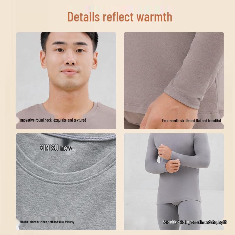 Men's Fluffy Large Cotton Autumn Pajama Set - Velvet, Thickened, Brushed, Warm, Breathable, Comfortable