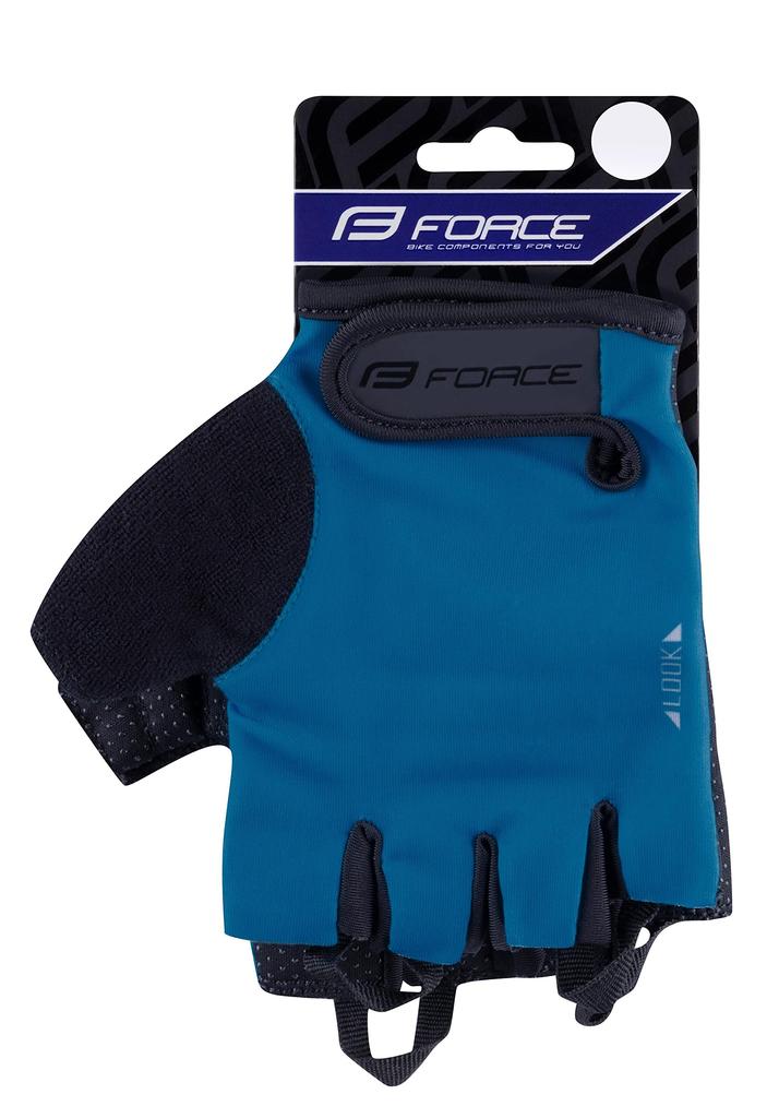 FORCE LOOK Short Finger Cycling 80849 Gloves, Blue, Large,