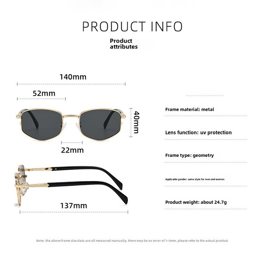 Retro Polygonal Square Metal Men'S Luxury Sunglasses Fashionable Gradient Tone Women'S Sunglasses