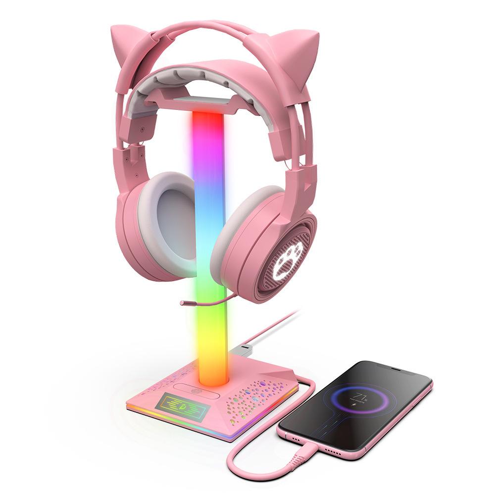 RGB-Kopfhörer-Displayständer Anti-Rutsch-Gaming-Headset-Halter Abnehmbarer Haken Platzsparendes Schreibtisch-Organisationssystem Für PUBG-Gamer