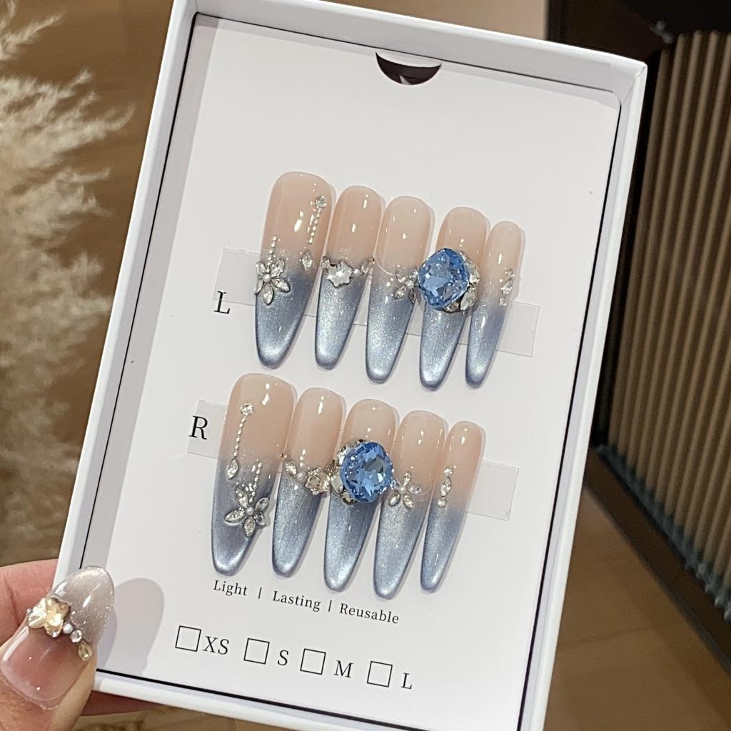 Nude Color Gradient Side Light Cat Eye Swan Blue Diamond Horse Eye Shape Flower Fallen Elves Wear Armor