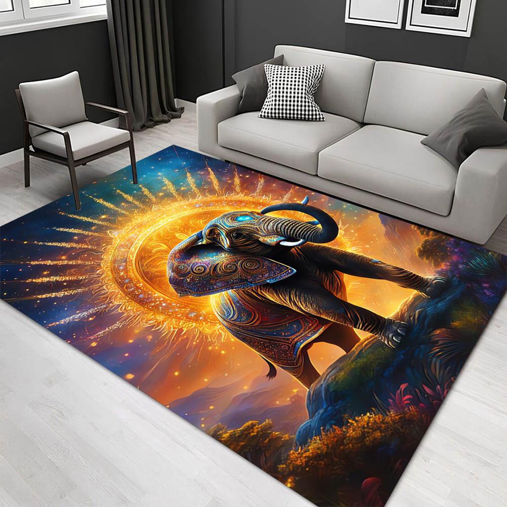 

1pc Mandala Elephant Pattern Carpet, Area Rug For Living Room Bedroom Room Bed Chair Laundry Entryway Corridor Yard Non-slip Outdoor Camping 60cm by 90cm